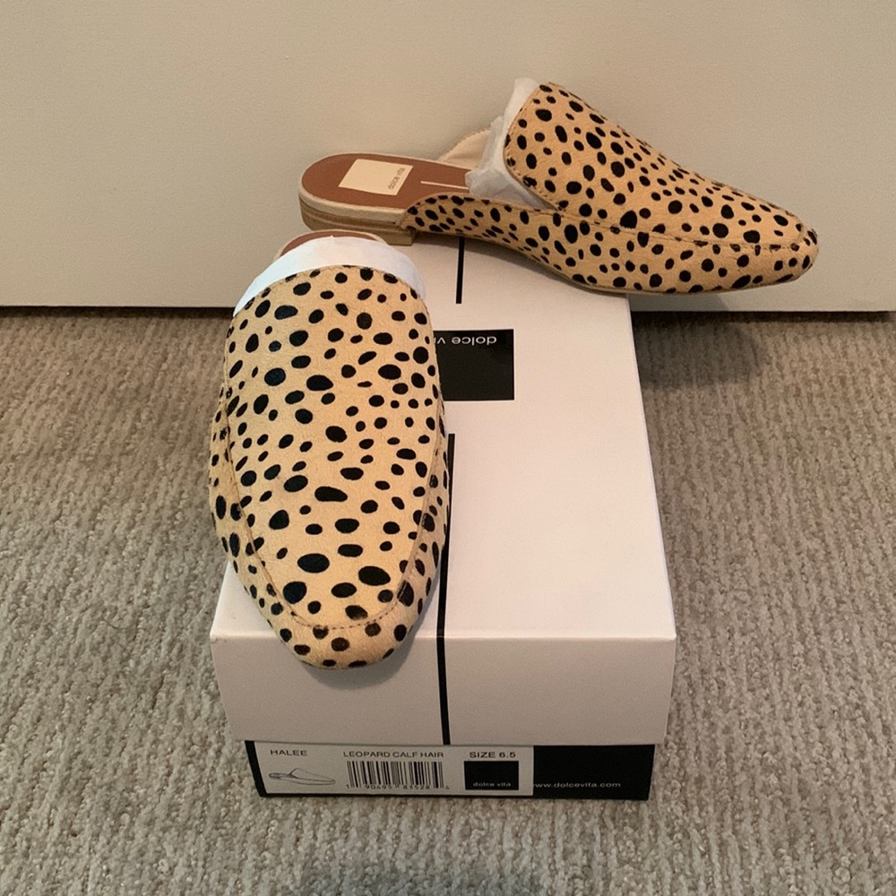 Dolce Vita Halee Leopard Calf Hair Mules